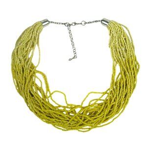 Yellow Ombre Glass Beaded Multistrand Necklace Festival Adj 20 inch Statement
